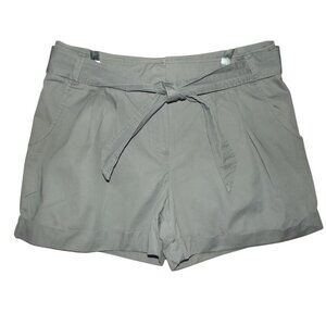 Kenneth Cole Shorts Womens Size 8 Gray Cotton cuffed pockets pleated belt tie
